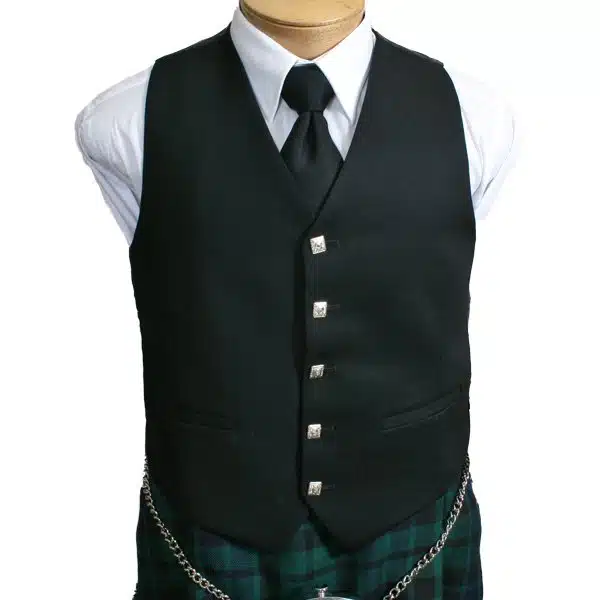 Men's 5 Button Black Vest - Henderson Imports